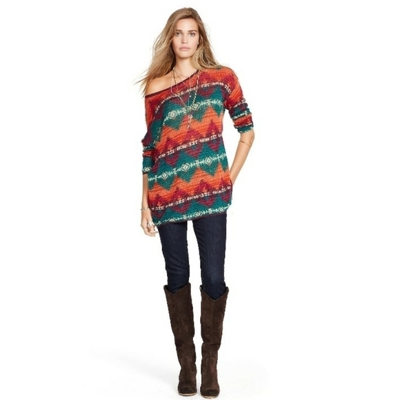 Denim & Supply Ralph Lauren Relaxed Geometric Aztec Sweater Multi-color Size M - Picture 4 of 10